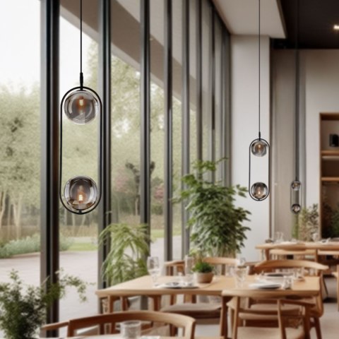 CORDEL zwis 2x28W G9 czarny, klosze grafitowe