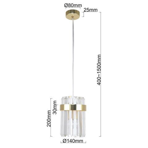 Lampa wisząca Vetro 1 złota 1xE14 Light Prestige