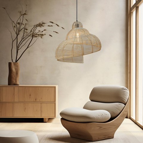 Light Prestige Rattanowa lampa wisząca Shella 60 cm jasne drewno 1xE27