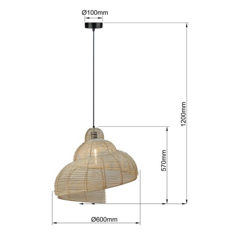Light Prestige Rattanowa lampa wisząca Shella 60 cm jasne drewno 1xE27