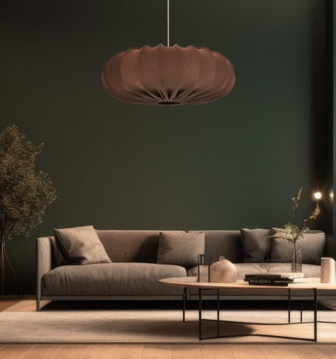 CAFEE lampa wisząca 66cm biały 1x40W E27 abażur mokka