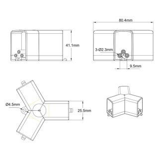 Łącznik 3L 120 elektryczny do oświetlenia modułowego Geometric System New Light Prestige