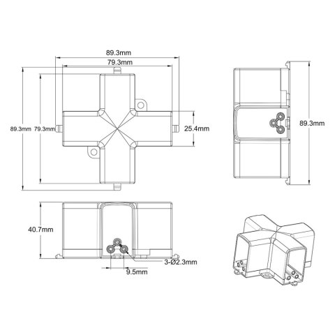 Łącznik X elektryczny do oświetlenia modułowego Geometric System New Light Prestige