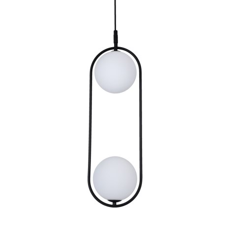 Lampa wisząca CORDEL elegancka - czarna z białymi kloszami kulkami - nowoczesne oświetlenie salonu 2x G9 LED