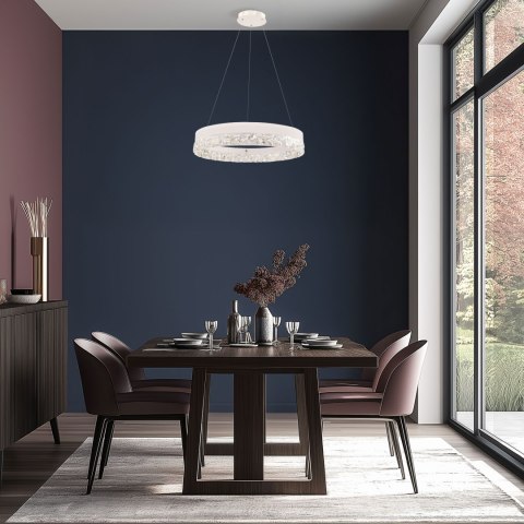 LAMPA WISZĄCA Z KRYSZTAŁKAMI ŻYRANDOL KRYSZTAŁOWY BIAŁY FROZI LED 3000K