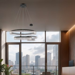 Lampa wisząca FROZI w stylu glamour - czarny klosz z kryształkami - nowoczesny żyrandol LED do luksusowego salonu