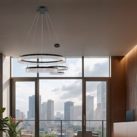 Lampa wisząca FROZI w stylu glamour - czarny klosz z kryształkami - nowoczesny żyrandol LED do luksusowego salonu