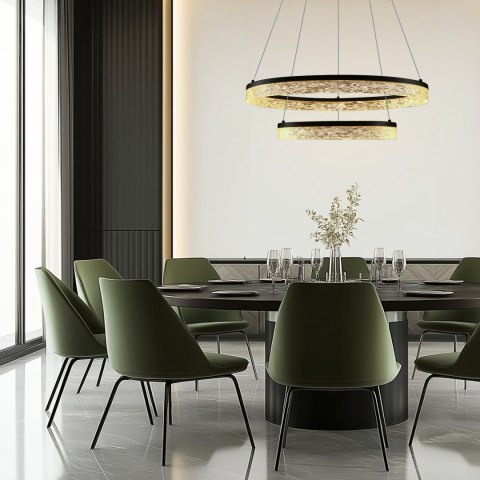 Lampa wisząca FROZI w stylu glamour - czarny klosz z kryształkami - nowoczesny żyrandol LED do luksusowego salonu