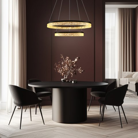 Lampa wisząca FROZI w stylu glamour - czarny klosz z kryształkami - nowoczesny żyrandol LED do luksusowego salonu