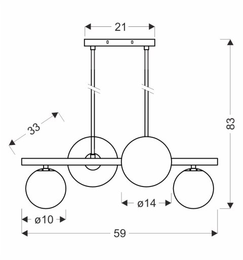 Lampa wisząca Kama 4x28W G9 czarna i złota, klosze grafitowe i bursztynowe, styl nowoczesny, elegancka oprawa sufitowa