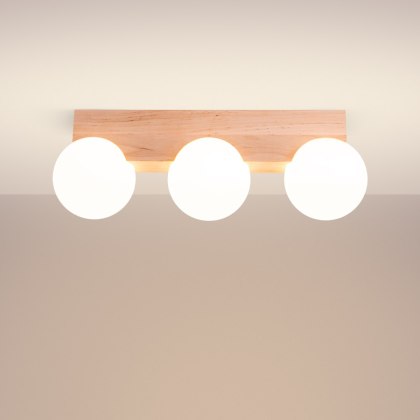 Sollux Lighting Plafon BULBO 3 naturalne drewno