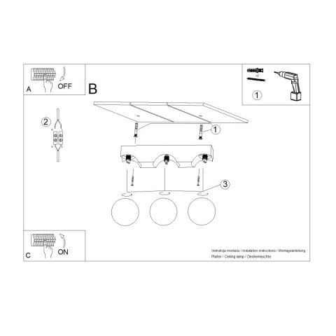 Plafon BULBO 3 naturalne drewno