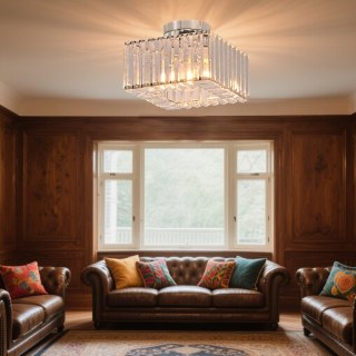 Kwadratowy plafon Vetro chrom 1xE27 Light Prestige