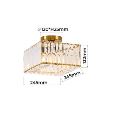 Light Prestige Kwadratowy plafon Vetro złoty 1xE27