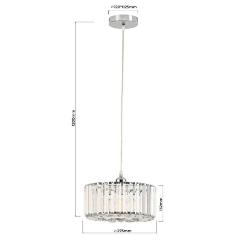 Light Prestige Okrągła lampa wisząca Vetro chrom 1xE27