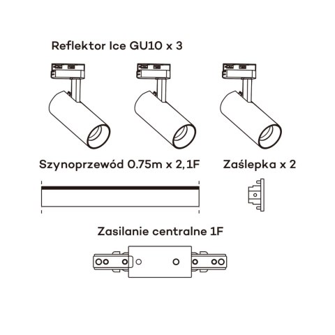 Zestaw oświetlenia szynowego Ice SET 1F czarny 3xGU10