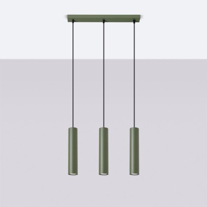 Sollux Lighting Lampa wisząca LAGOS 3L zielona oliwka