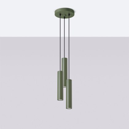 Sollux Lighting Lampa wisząca LAGOS 3P zielona oliwka
