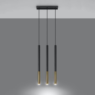 Sollux Lighting Lampa wisząca MOZAICA 3L czarny/złoto