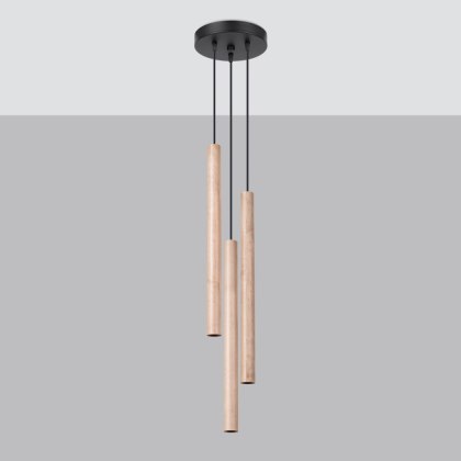Sollux Lighting Lampa wisząca PASTELO 3P drewno