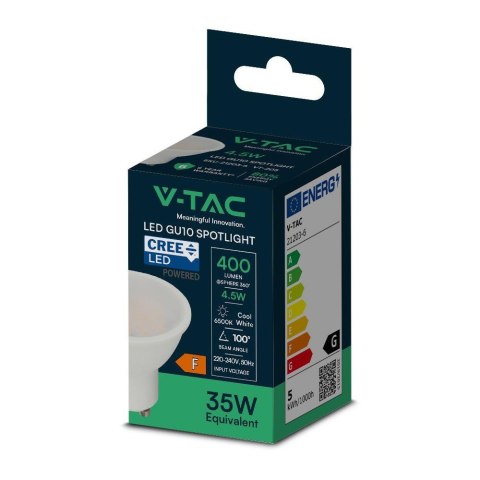 Żarówka LED V-TAC CREE CHIP 4,5W GU10 110st VT-205 6500K 400lm 6 Lat Gwarancji