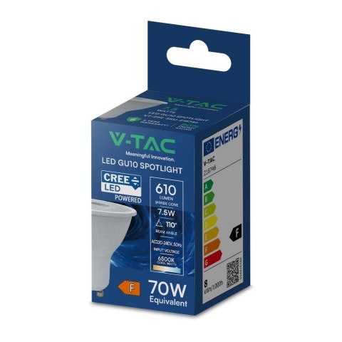 Żarówka LED V-TAC CREE CHIP GU10 7,5W 110st VT-292 6500K 610lm 6 Lat Gwarancji