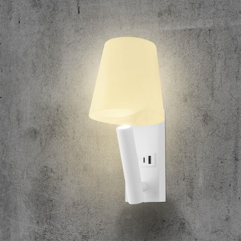 Oprawa LED V-TAC 2W COB CREE kinkiet biały hotel łóżko USB+USB C klosz VT-80062-W 3000K 60lm 2 lata Gwarancji