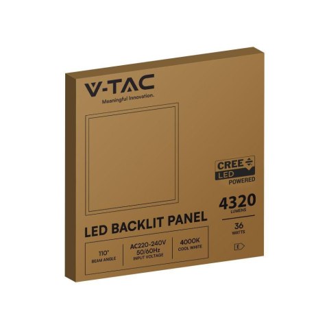 Panel LED V-TAC 36W 600x600 LED CREE CHIP backlight 33mm 120Lm/W VT-61036 4000K 4320lm 6 lat Gwarancji