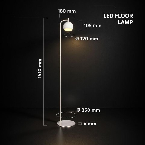 Oprawa lampa podłogowa 10W LED 140cm biała VT-89024 3000K 1200lm