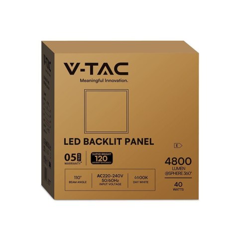 Panel LED V-TAC 40W 600x600 backlight 33mm 120Lm/W VT-61042 6500K 4800lm 5 lat gwarancji