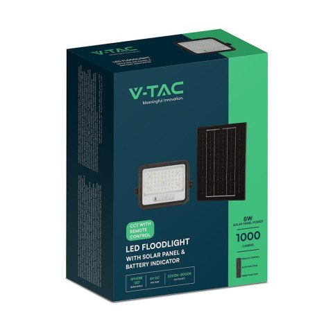 Projektor LED solarny V-TAC 100W CCT pilot auto timer IP65 czarny VT-104W 1000lm 3 lata gwarancji