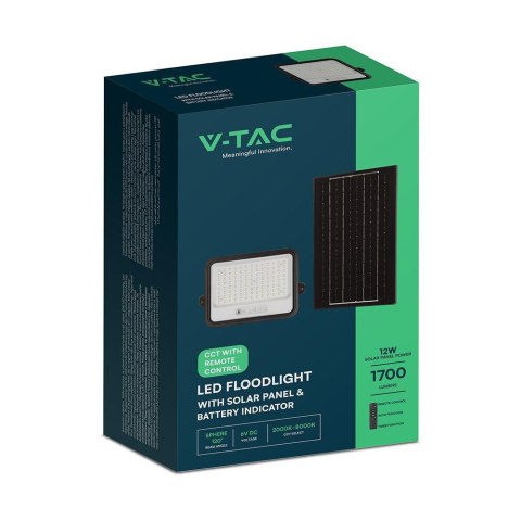 Projektor LED solarny V-TAC 200W CCT pilot auto timer IP65 czarny VT-204W 1700lm 3 lata gwarancji