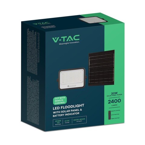 Projektor LED solarny V-TAC 300W CCT pilot auto timer IP65 czarny VT-304W 2400lm 3 lata gwarancji