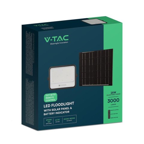 Projektor LED solarny V-TAC 400W CCT pilot auto timer IP65 czarny VT-404W 3000lm 3 lata gwarancji