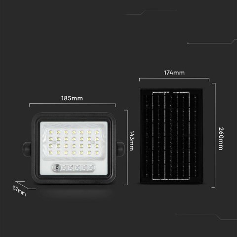 Projektor LED solarny V-TAC 50W CCT pilot auto timer IP65 czarny VT-54W 700lm 3 lata gwarancji