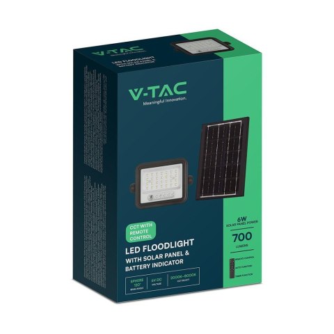 Projektor LED solarny V-TAC 50W CCT pilot auto timer IP65 czarny VT-54W 700lm 3 lata gwarancji