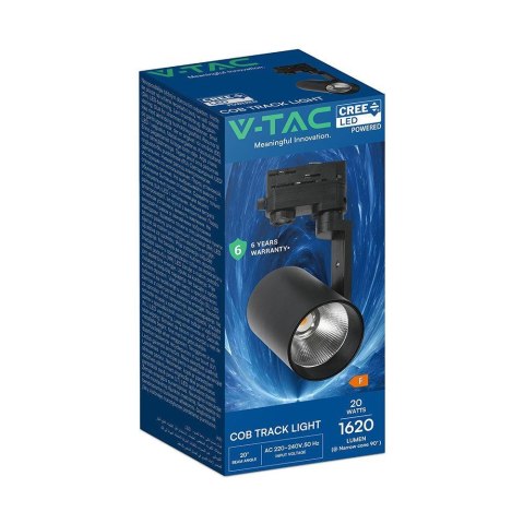 Oprawa szynosystem 3F V-TAC 20W LED CREE CHIP 20st czarna VT-11122 3000K 1620lm 6 lat gwarancji