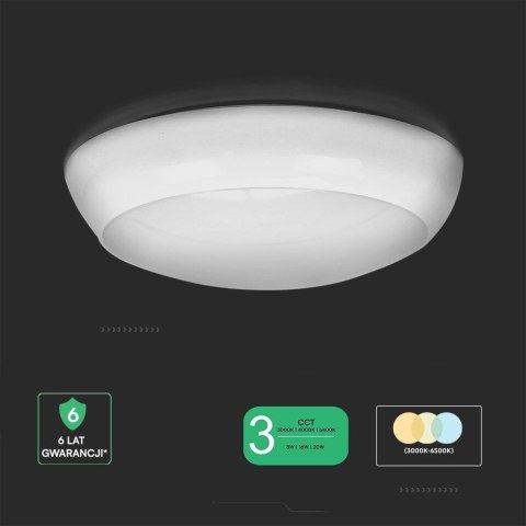 Plafon LED V-TAC CCT 8W/16W/20W CREE CHIP IP65 IK08 135Lm/W VT-8603 3000K-4000K-6500K 2700lm 6 lat gwarancji