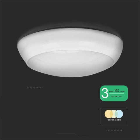 Plafon LED V-TAC czujnik/CCT/awaria 3godziny 8W/16W/20W CREE CHIP IP65 IK08 VT-8633 3000K-4000K-6400K 2700lm 3 lata gwarancji