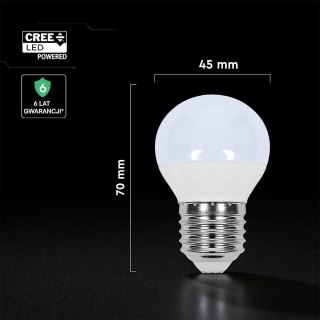 Żarówka LED V-TAC 3,7W CREE CHIP E27 kulka G45 VT-1830 4000K 320lm 6 lat gwarancji