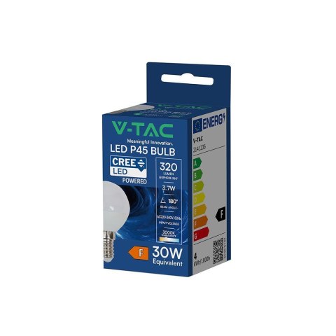 Żarówka LED V-TAC CREE CHIP 3,7W E14 kulka P45 VT-1819-N 3000K 320lm 6 lat gwarancji