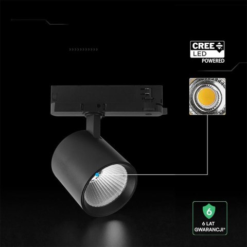 Oprawa szynosystem 3F V-TAC 30W LED CREE CHIP 36st czarna VT-11130 3000K 2845lm 6 lat gwarancji
