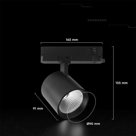 Oprawa szynosystem 3F V-TAC 30W LED CREE CHIP 36st czarna VT-11130 6500K 2845lm 6 lat gwarancji