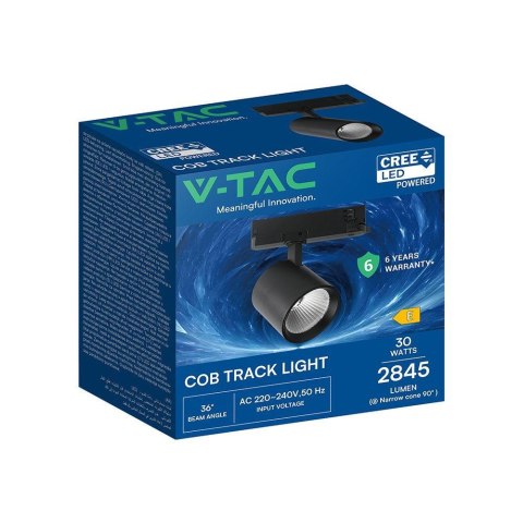 Oprawa szynosystem 3F V-TAC 30W LED CREE CHIP 36st czarna VT-11130 6500K 2845lm 6 lat gwarancji