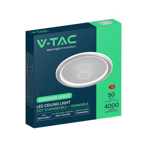 Oprawa sufitowa V-TAC 50W LED 55cm ściemnialna szara pilot CCT VT-84031 3000K-4000K-6500K 4000lm
