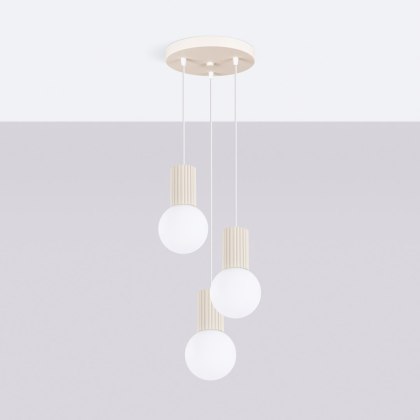 Sollux Lighting Lampa wisząca HALO 3P beżowa