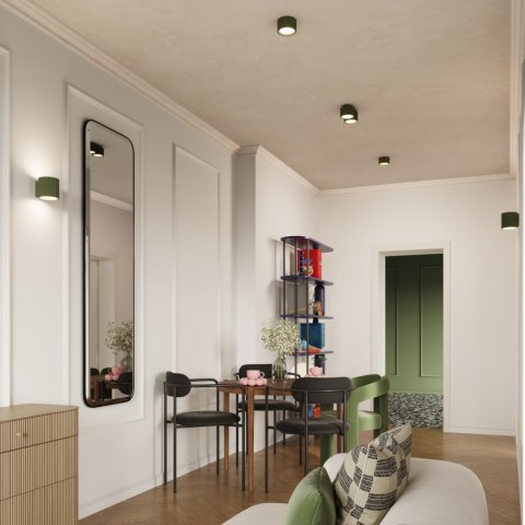 Plafon TUBA RYFLOWANA KARBOWANA  AURA 1 zielony oliwkowy Gx53 Sollux