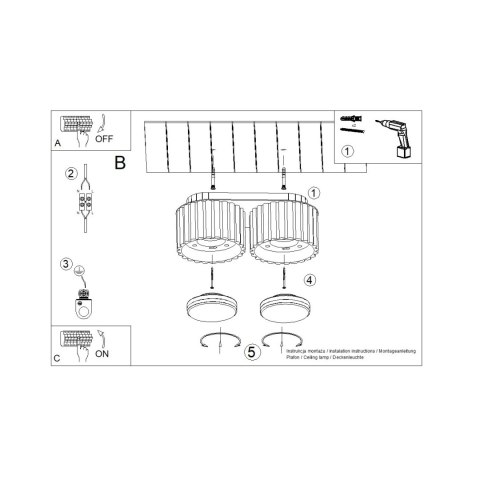 Plafon AURA 2 ochra czerwona Gx53