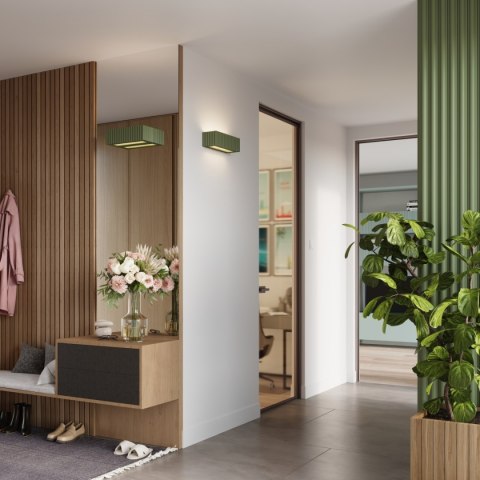 Kinkiet ceramiczny RIGATA zielony oliwkowy