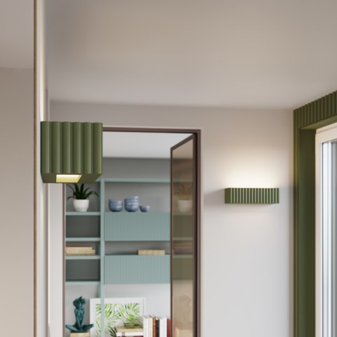 Kinkiet ceramiczny RIGATA zielony oliwkowy